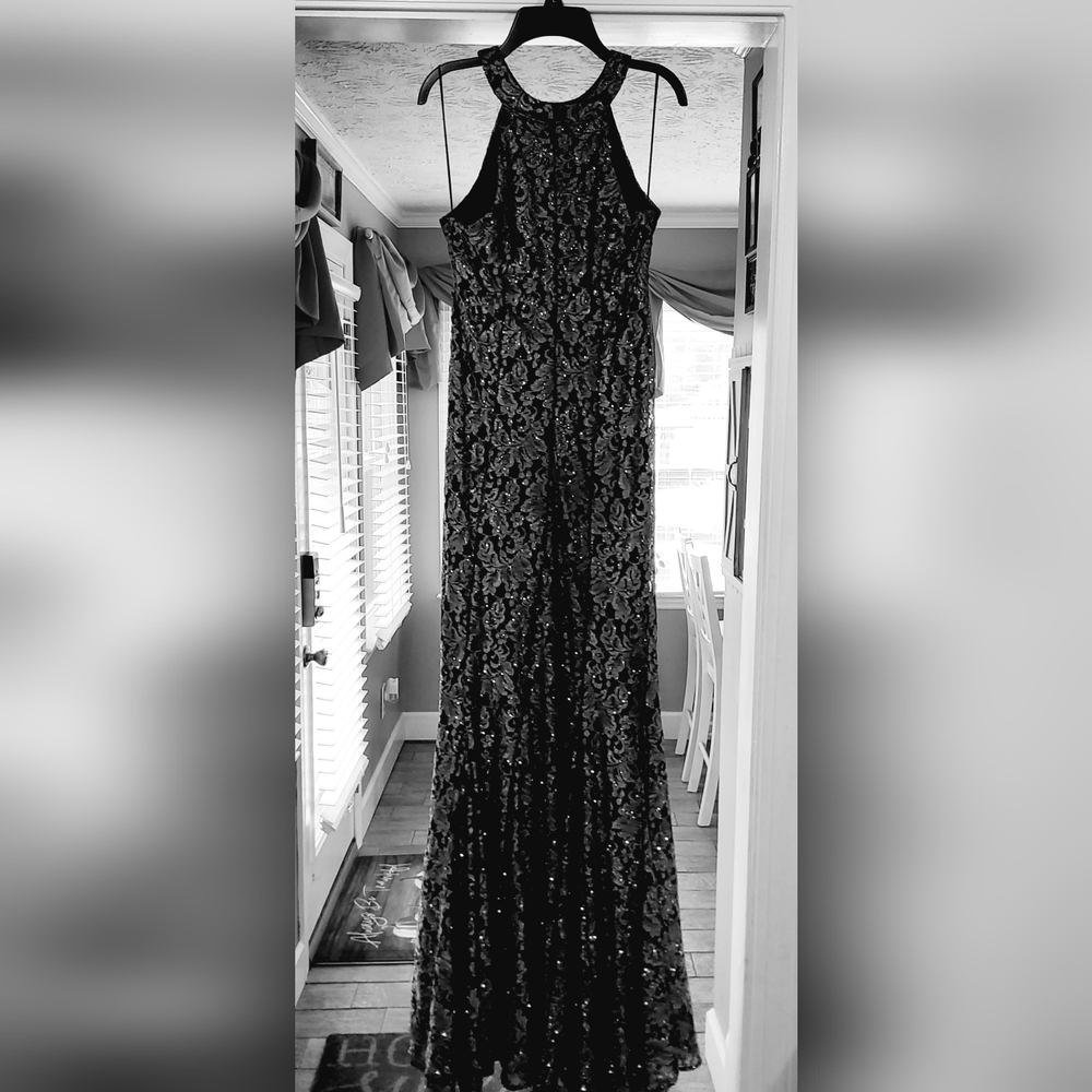 Night Way Collections Black and Silver Lace Dress Mermaid Fit